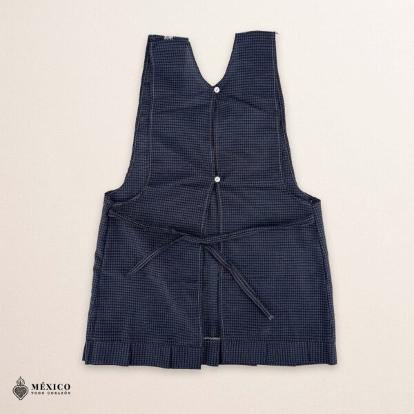 Blue Mexican embroidered apron made of essential cotton, handmade kitchen apron featuring traditional floral embroidery inspired by Mexican craftsmanship