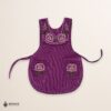 Violet Mexican embroidered smock apron with colorful floral traditional design, handcrafted artisan apron for women