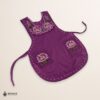Violet Mexican embroidered smock apron with colorful floral traditional design, handcrafted artisan apron for women