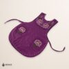 Violet Mexican embroidered smock apron with colorful floral traditional design, handcrafted artisan apron for women