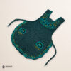 Turquoise Mexican embroidered smock apron with colorful floral traditional design, handmade artisan apron for women