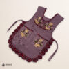Reddish Mexican embroidered smock apron with colorful floral traditional design, handmade traditional apron for women