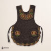 Brown Mexican embroidered smock apron with colorful floral traditional design, handmade traditional apron for women