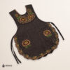 Brown Mexican embroidered smock apron with colorful floral traditional design, handmade traditional apron for women