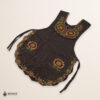 Brown Mexican embroidered smock apron with colorful floral traditional design, handmade traditional apron for women