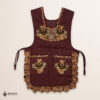 Brown Mexican embroidered smock apron with colorful floral traditional design, handmade artisan apron for women