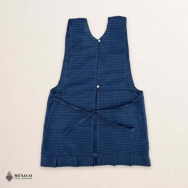 Blue Mexican embroidered apron made of essential cotton, handmade kitchen apron featuring traditional floral embroidery inspired by Mexican craftsmanship