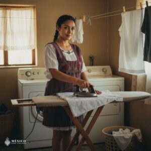 Wine Mexican Embroidered Apron – Essential Cotton Kitchen Apron Floral Design