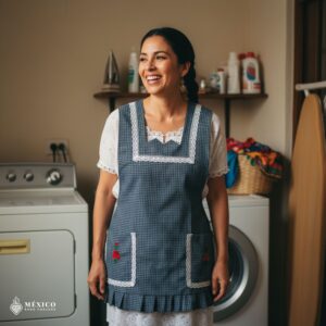 Mexican Embroidered Apron – Essential Cotton Kitchen Apron Floral Design