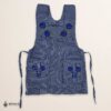 Blue Mexican embroidered apron made of essential cotton, handmade kitchen apron featuring traditional floral embroidery inspired by Mexican craftsmanship