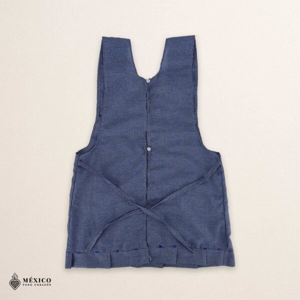 Blue Mexican embroidered apron made of essential cotton, handmade kitchen apron featuring traditional floral embroidery inspired by Mexican craftsmanship