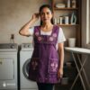 Mexican embroidered apron made of essential cotton, handmade kitchen apron featuring traditional floral embroidery inspired by Mexican craftsmanship