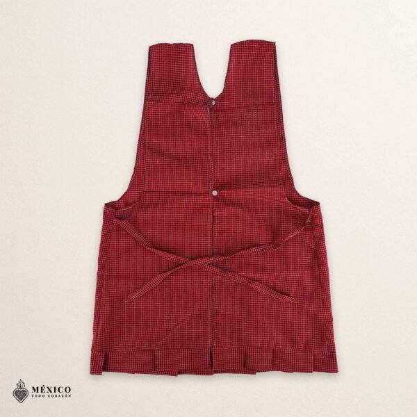 Red Mexican embroidered apron made of essential cotton, handmade kitchen apron featuring traditional floral embroidery inspired by Mexican craftsmanship