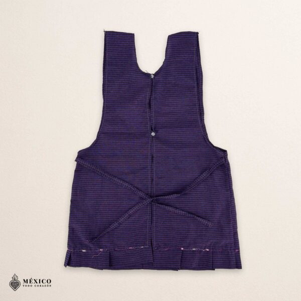 Purple Mexican embroidered apron made of essential cotton, handmade kitchen apron featuring traditional floral embroidery inspired by Mexican craftsmanship