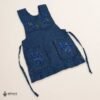 Blue Mexican embroidered apron made of essential cotton, handmade kitchen apron featuring traditional floral embroidery inspired by Mexican craftsmanship