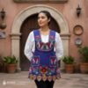 Lilac Mexican embroidered apron crafted from premium cotton blend with multicolor floral embroidery, handmade traditional kitchen apron perfect for cooking or gifting.