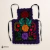 Mexican embroidered bib apron for women in multicolor cotton fabric, featuring vibrant floral design — handmade traditional kitchen apron perfect for cooking, gifts, and cultural celebrations.