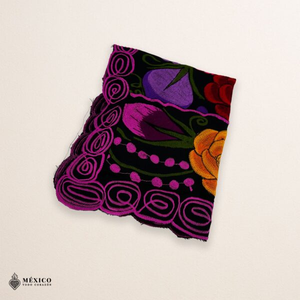 Mexican embroidered bib apron for women in multicolor cotton fabric, featuring vibrant floral design — handmade traditional kitchen apron perfect for cooking, gifts, and cultural celebrations.