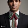 TricolorMexican satin charro bow with traditional design and adjustable elastic strap