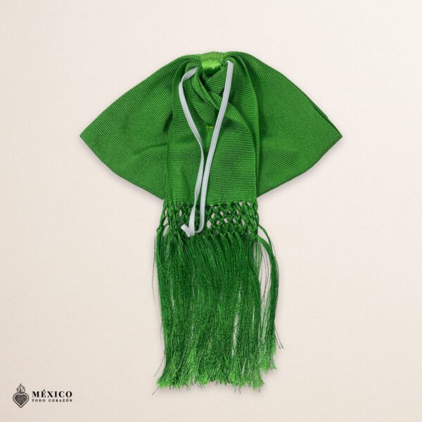 Green Mexican Satin Charro Bow – Traditional adjustable moño with elastic strap, authentic satin mariachi bow for men, handmade Mexican charro accessory
