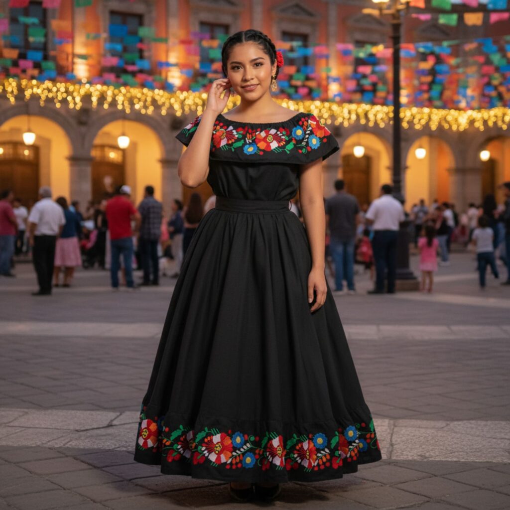 Traditional Mexican Embroidered Floral Dress – Handmade Special Edition.
