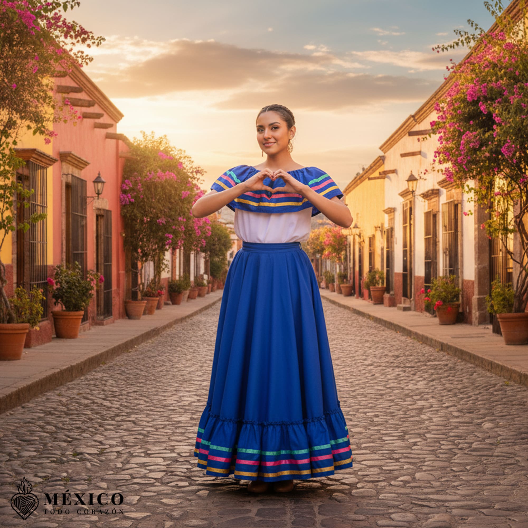 Mangas y cuello vestido mexicano