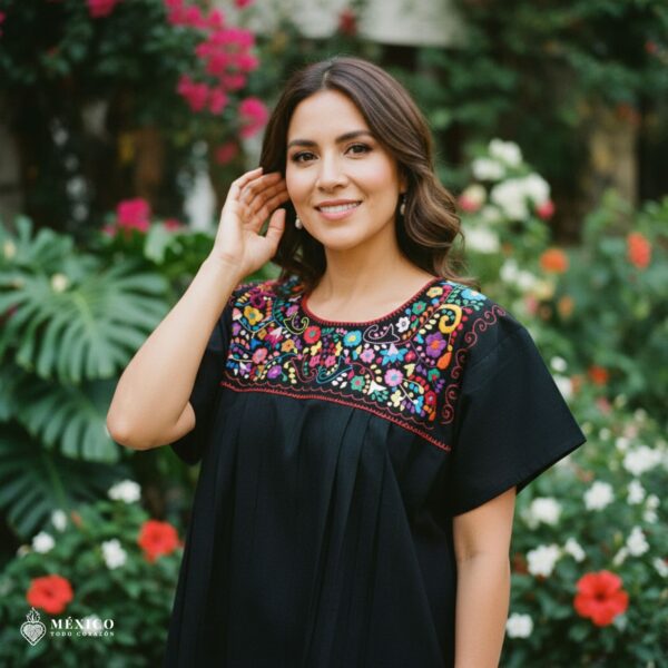 Mexican Embroidered Blouse – Handmade Otomi Floral & Animals Design
