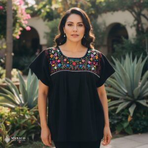 Mexican Embroidered Blouse – Handmade Otomi Floral & Animals Design