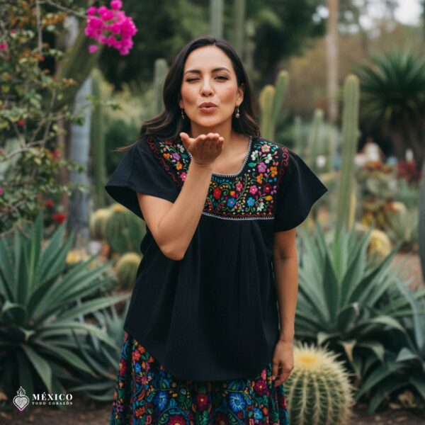 Mexican Embroidered Blouse – Handmade Otomi Floral & Animals Design