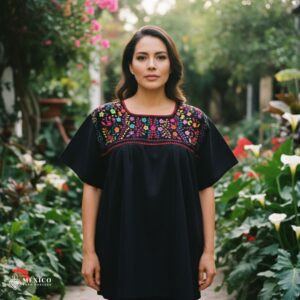 Mexican Embroidered Blouse – Handmade Otomi Floral & Animals Design
