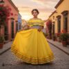 Yellow Mexican Jalisco Dress Set – Handmade Two-Piece Folkloric Outfit