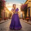 Purple Mexican Jalisco Dress Set – Handmade Two-Piece Folkloric Outfit