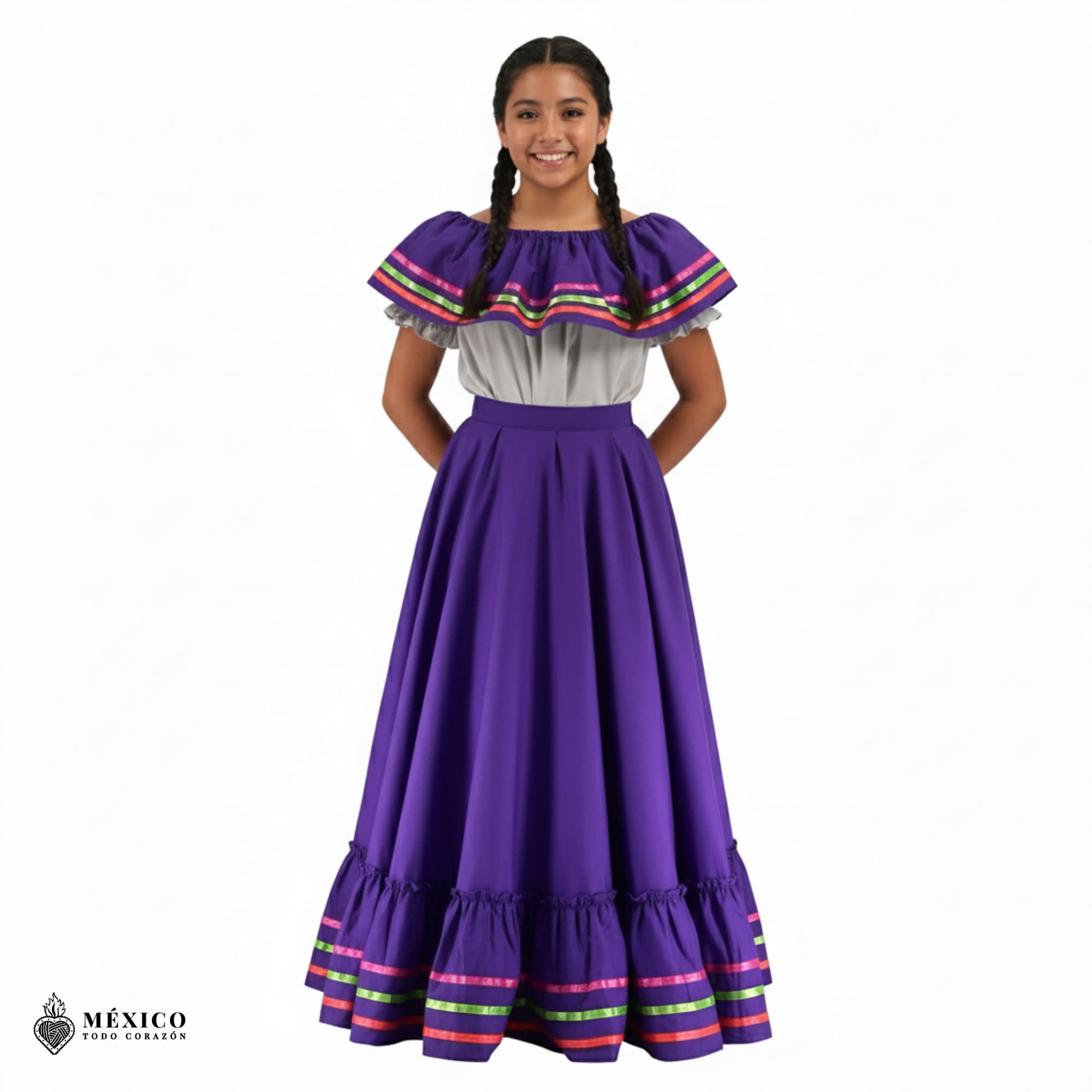 Silueta completa del vestido Jalisco Morado