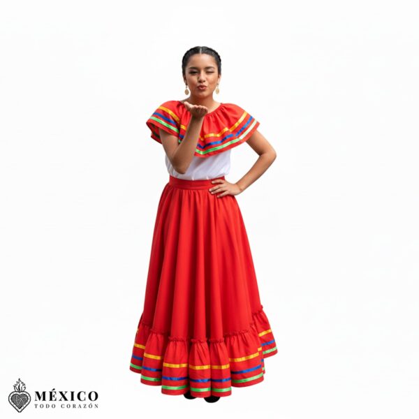 Orange Mexican Jalisco Dress Set – Handmade Two-Piece Folkloric Outfit