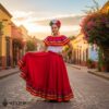 Red Mexican Jalisco Dress Set – Handmade Two-Piece Folkloric Outfit