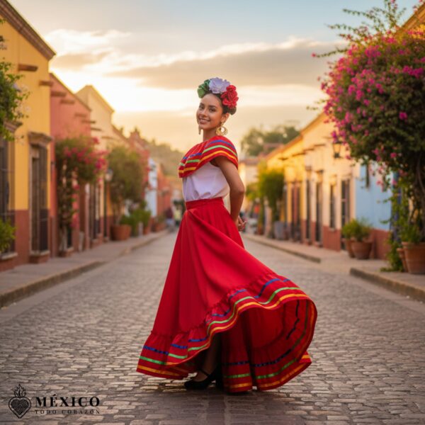 Red Mexican Jalisco Dress Set – Handmade Two-Piece Folkloric Outfit