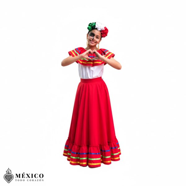 Red Mexican Jalisco Dress Set – Handmade Two-Piece Folkloric Outfit