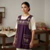 Purple traditional Mexican cross-stitch embroidered smock apron with deluxe artisan craftsmanship