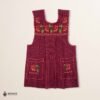 Red traditional Mexican cross-stitch embroidered smock apron with deluxe artisan craftsmanship