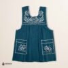 Green traditional Mexican cross-stitch embroidered smock apron with deluxe artisan craftsmanship