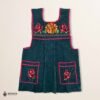 Green traditional Mexican cross-stitch embroidered smock apron with deluxe artisan craftsmanship