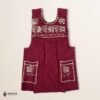 Red traditional Mexican cross-stitch embroidered smock apron with deluxe artisan craftsmanship