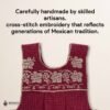 Red traditional Mexican cross-stitch embroidered smock apron with deluxe artisan craftsmanship