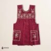 Red traditional Mexican cross-stitch embroidered smock apron with deluxe artisan craftsmanship