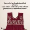 Red traditional Mexican cross-stitch embroidered smock apron with deluxe artisan craftsmanship