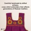 Pink traditional Mexican cross-stitch embroidered smock apron with deluxe artisan craftsmanship