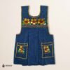 Blue traditional Mexican cross-stitch embroidered smock apron with deluxe artisan craftsmanship