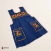 Blue traditional Mexican cross-stitch embroidered smock apron with deluxe artisan craftsmanship