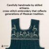 Green traditional Mexican cross-stitch embroidered smock apron with deluxe artisan craftsmanship