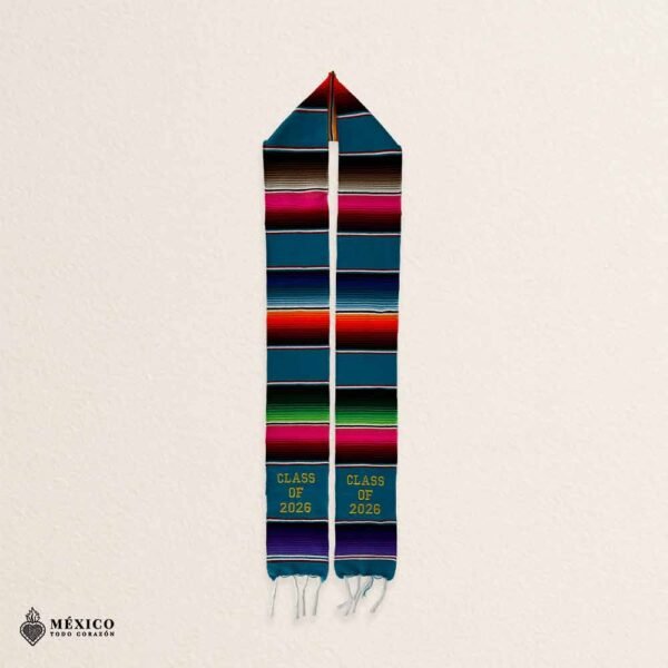 Light Blue Mexican Graduation Stole – Embroidered Class of 2026